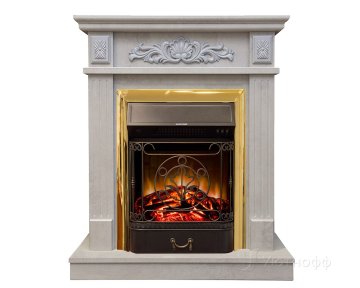 Каминокомплект RealFlame Adelaida STD/EUG WT с очагом Majestic Lux Brass S