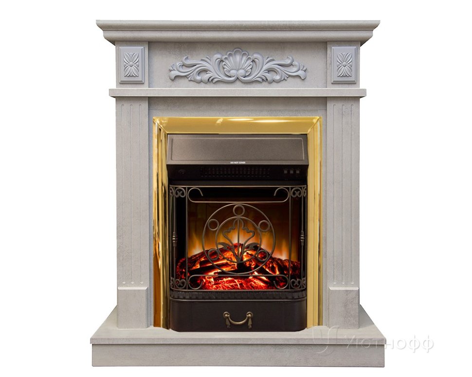 Каминокомплект RealFlame Adelaida STD/EUG WT с очагом Majestic Lux Brass S Каминокомплект RealFlame Adelaida STD/EUG WT с очагом Majestic Lux Brass S