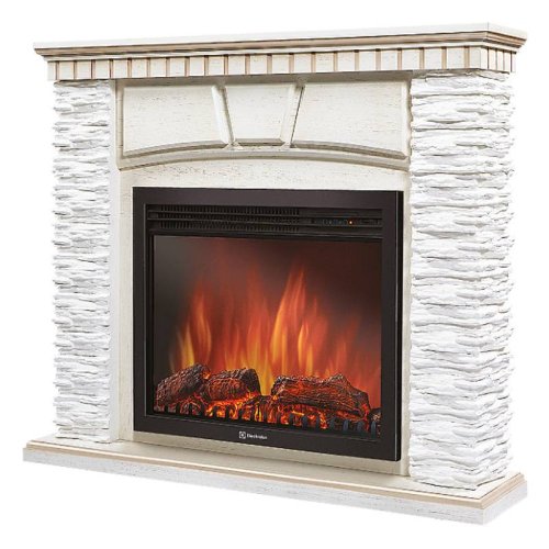Каминокомплект Firelight Porto 30 с очагом Electrolux EFP/P-3020LS камень белый/шпон беленый дуб — фото 2