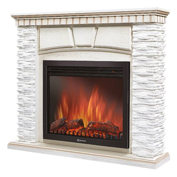 Изображение товара Каминокомплект Firelight Porto 30 с очагом Electrolux EFP/P-3020LS камень белый/шпон беленый дуб