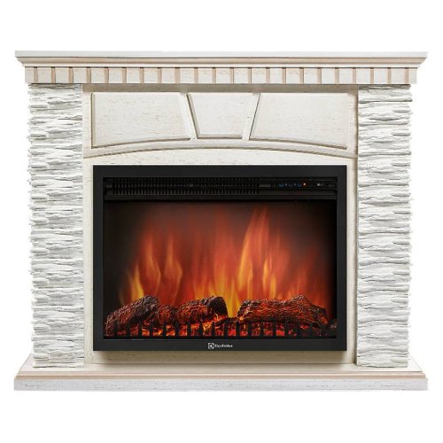 Каминокомплект Firelight Porto 30 с очагом Electrolux EFP/P-3020LS камень белый/шпон беленый дуб — фото 1