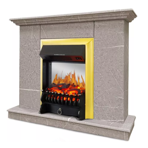 Каминокомплект Хорошие Камины Марс с очагом Royal Flame Fobos FX M Brass мрамор — фото 2