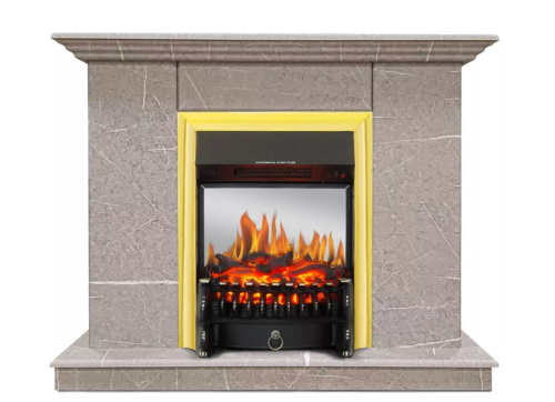 Каминокомплект Хорошие Камины Марс с очагом Royal Flame Fobos FX M Brass мрамор — фото 1