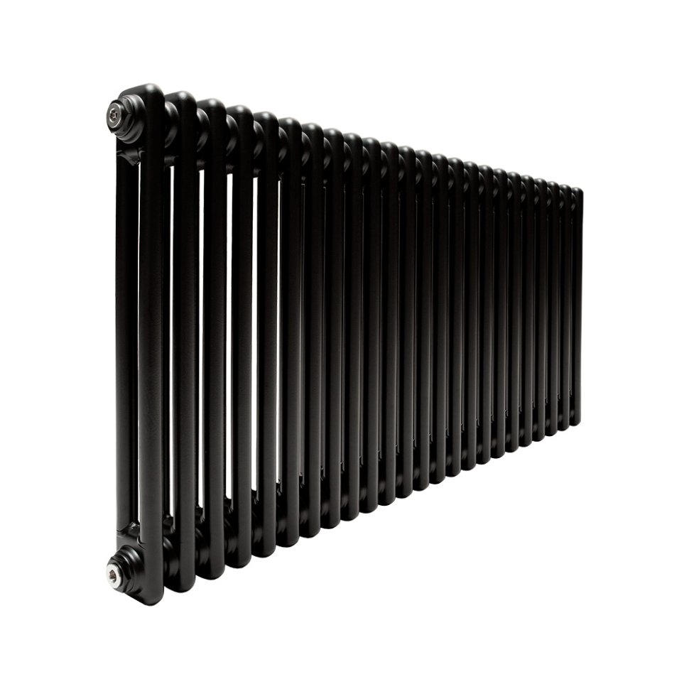 Стальной трубчатый радиатор Теплофорт ТР2057 24 секции боковое подключение 3/4 черный мат