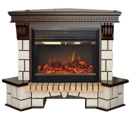Каминокомплект RealFlame Stone Corner new 26 с очагом MoonBlaze LUX Black/Brass