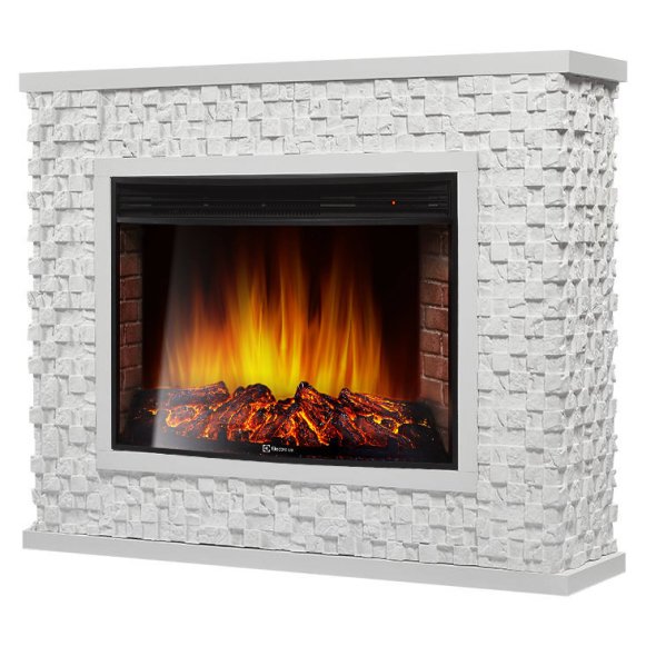 Изображение товара Каминокомплект Firelight Quadro 30 с очагом Electrolux EFP/P-3320RLS камень песчаник античный белый/белая эмаль