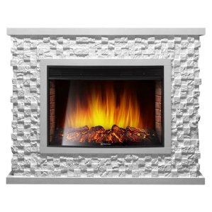 Каминокомплект Firelight Quadro 30 с очагом Electrolux EFP/P-3320RLS камень песчаник античный белый/белая эмаль