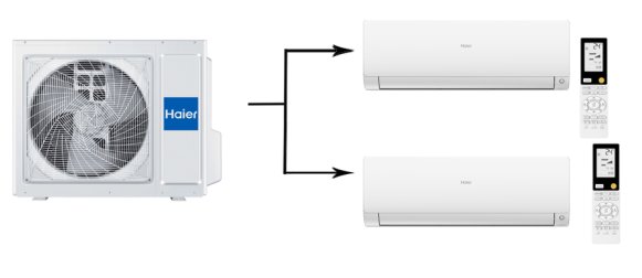 Мульти сплит-система на 2 комнаты 25+35 м2 Haier AS25S2SF2FA-W+AS35S2SF2FA-W/2U40S2SM1FA Flexis Super Match