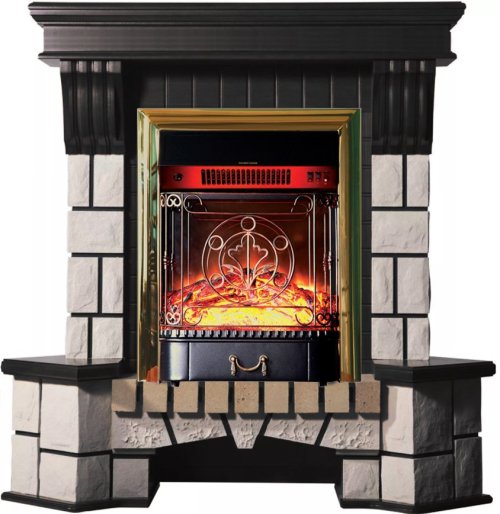 Каминокомплект Interflame Экстер М венге угловой с очагом Majestic FX M Brass — фото 1