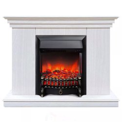 Каминокомплект Хорошие Камины Марс с очагом RealFlame Fobos Lux Black белое дерево