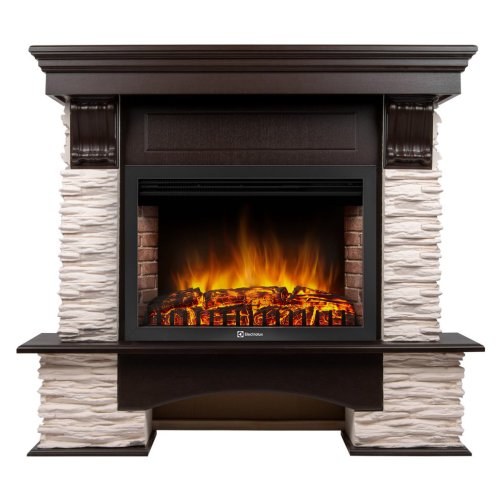 Каминокомплект Firelight Pietra Nuovo 30 с очагом Electrolux EFP/P-3020LS сланец белый/шпон темный дуб — фото 1