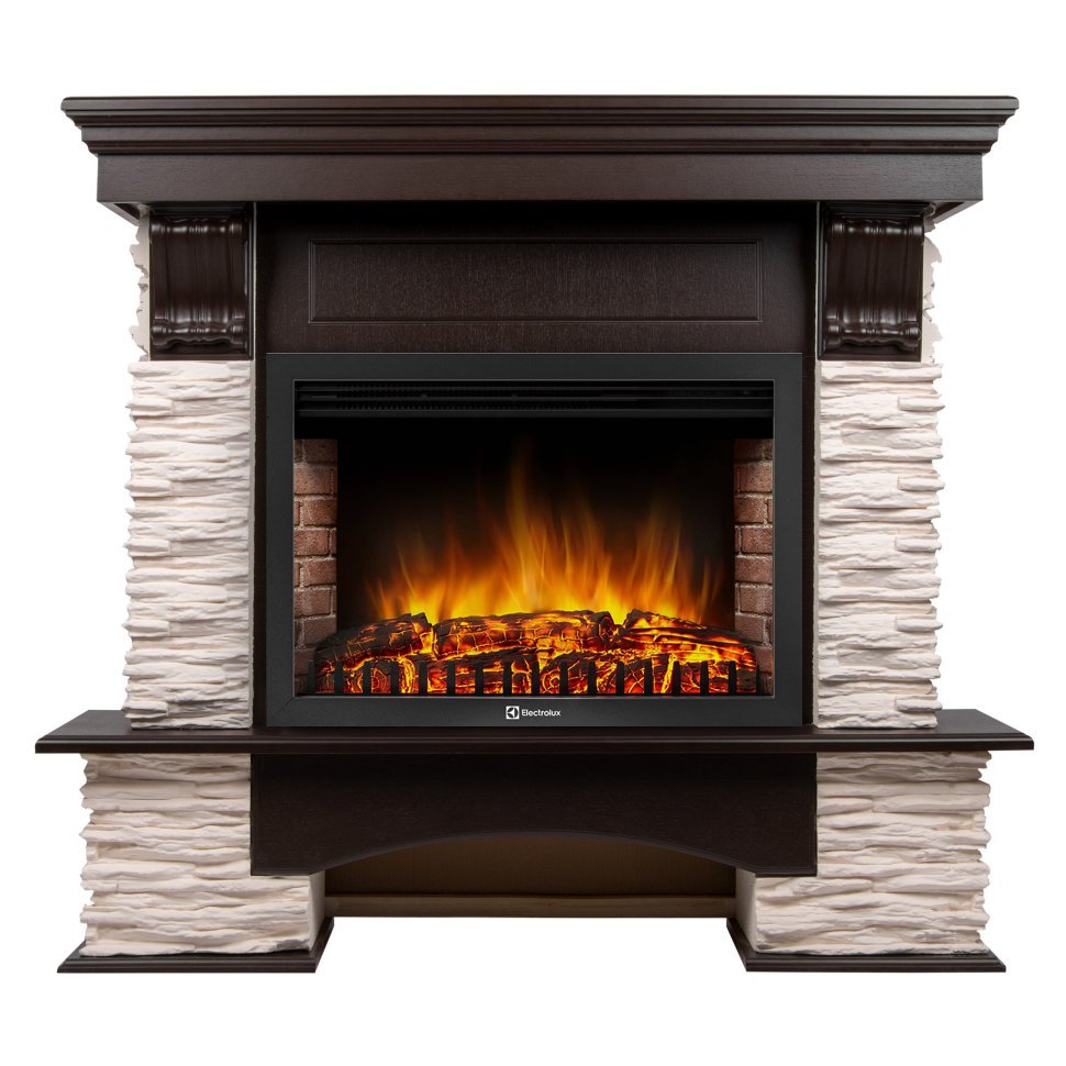 Каминокомплект Firelight Pietra Nuovo 30 с очагом Electrolux EFP/P-3020LS сланец белый/шпон темный дуб — фото 1