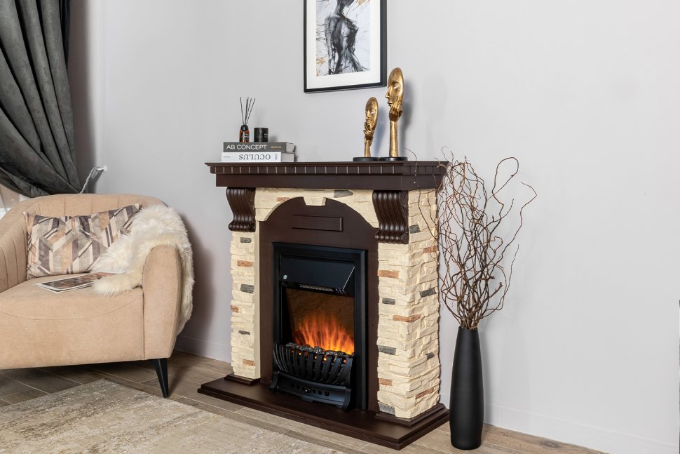 Каминокомплект Royal Flame Dublin (Разборный) с очагом Aspen Black орех каньон/сланец — фото 5