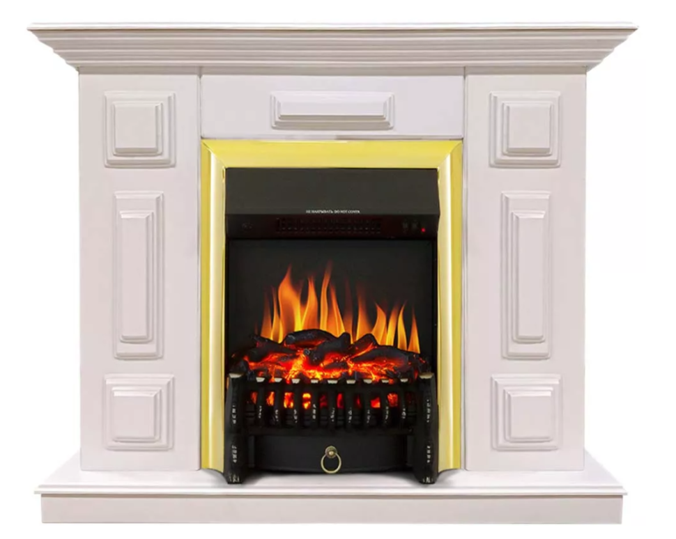 Каминокомплект Хорошие Камины Юпитер с очагом Royal Flame Fobos FX Brass белый — фото 1