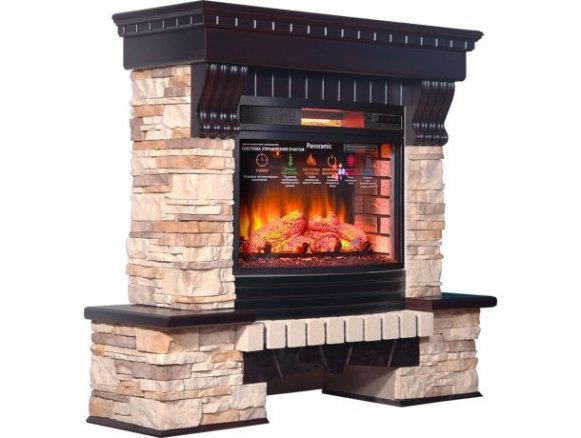 Каминокомплект Interflame Экстер Альпина темный дуб с очагом Panoramic 06 25 LED FX QZ