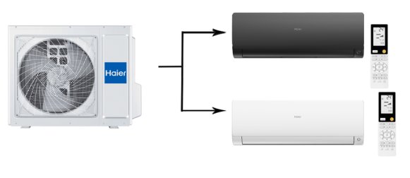 Мульти сплит-система на 2 комнаты 25+35 м2 Haier AS25S2SF2FA-B+AS35S2SF2FA-W/2U40S2SM1FA Flexis Super Match