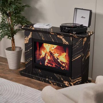 Каминокомплект Хорошие Камины Марс XL с очагом Феникс мрамор черный