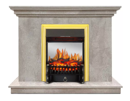 Каминокомплект Хорошие Камины Марс с очагом Royal Flame Fobos FX M Brass цемент — фото 1