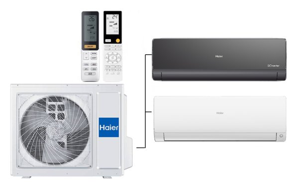 Мульти сплит-система на 2 комнаты 35+25 м2 Haier Lightera AS12NS6ERA-B+Flexis SM AS25S2SF2FA-W/2U40S2SM1FA c Wi-Fi модулем ESP32