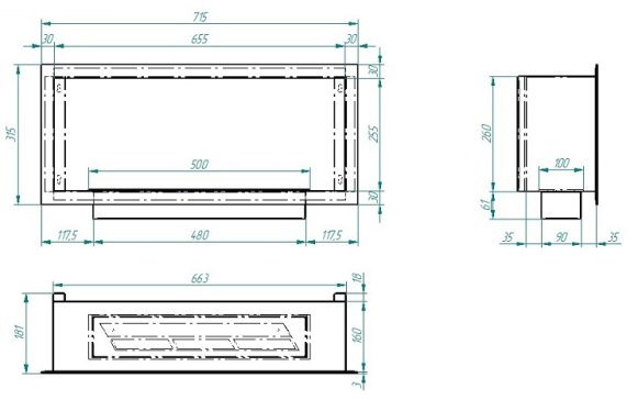 Изображение товара Биокамин Zefire Flagman 700 встраиваемый настенный электрокамин
