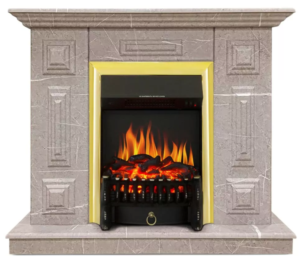 Каминокомплект Хорошие Камины Юпитер с очагом Royal Flame Fobos FX Brass мрамор — фото 1