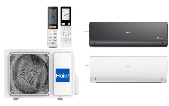 Мульти сплит-система на 2 комнаты 35+35 м2 Haier Lightera AS12NS6ERA-B+Flexis SM AS35S2SF2FA-W/2U40S2SM1FA c Wi-Fi модулем ESP32