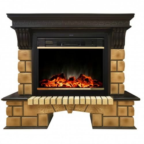 Изображение товара Каминокомплект RealFlame Stone Brick 26 с очагом MoonBlaze LUX Black/Brass