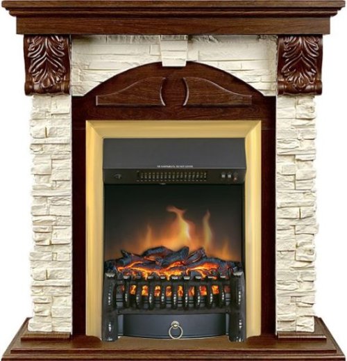 Каминокомплект Royal Flame Dublin (Разборный) с очагом Fobos FX Brass орех каньон/сланец — фото 1