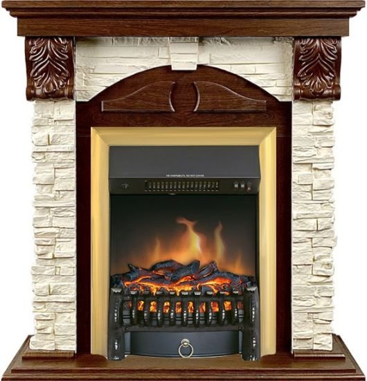 Каминокомплект Royal Flame Dublin (Разборный) с очагом Fobos FX Brass орех каньон/сланец — фото 1