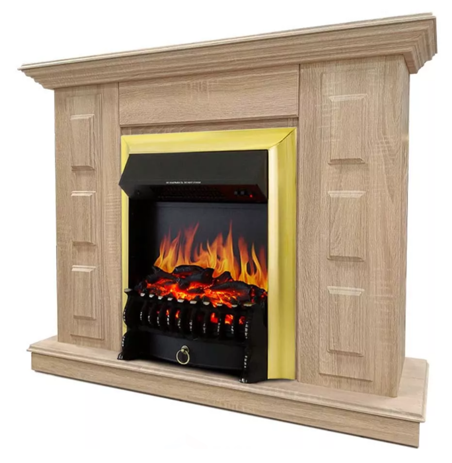 Каминокомплект Хорошие Камины Юпитер с очагом Royal Flame Fobos FX Brass сосна — фото 2