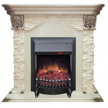 Каминокомплект RealFlame Dublin LUX  STD/EUG WT с очагом Fobos s Lux Black/Brass
