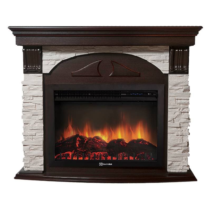 Каминокомплект Firelight Torre 30S с очагом Electrolux EFP/P-3020LS сланец белый/шпон темный дуб — фото 1
