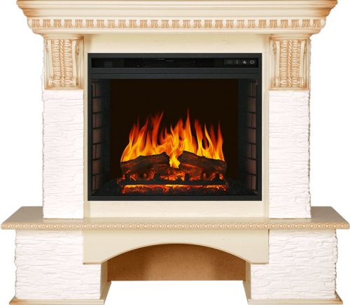 Каминокомплект Royal Flame Pierre Luxe сланец мелкий белый c очагом Vision 23 EF LED FX — фото 1