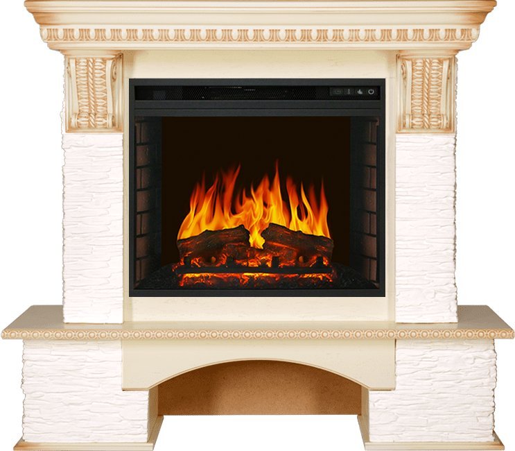 Каминокомплект Royal Flame Pierre Luxe сланец мелкий белый c очагом Vision 23 EF LED FX — фото 1