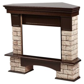 Портал Firelight Forte Wood 25U (угловой) камень коричневый/шпон темный дуб