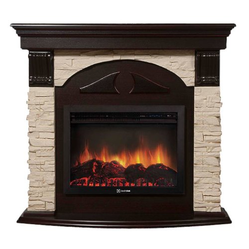 Каминокомплект Firelight Torre 30U (угловой) с очагом Electrolux EFP/P-3020LS сланец слоновая кость/шпон темный дуб — фото 1