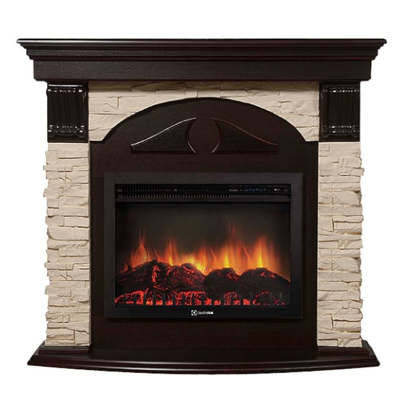 Каминокомплект Firelight Torre 30U (угловой) с очагом Electrolux EFP/P-3020LS сланец слоновая кость/шпон темный дуб — фото 1