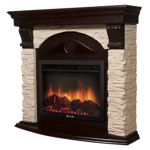 Каминокомплект Firelight Torre 30U (угловой) с очагом Electrolux EFP/P-3020LS сланец слоновая кость/шпон темный дуб — фото 2