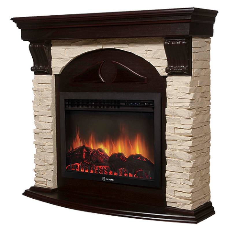 Каминокомплект Firelight Torre 30U (угловой) с очагом Electrolux EFP/P-3020LS сланец слоновая кость/шпон темный дуб — фото 2