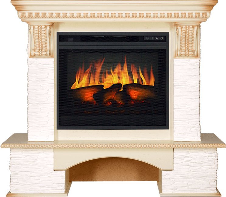 Каминокомплект Royal Flame Pierre Luxe сланец мелкий белый c очагом Vision 23 EF LED 3D FX — фото 1