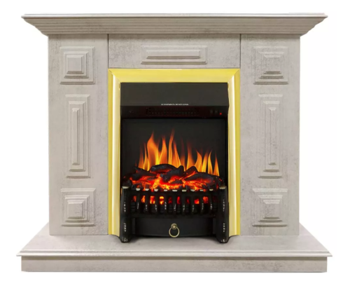 Каминокомплект Хорошие Камины Юпитер с очагом Royal Flame Fobos FX Brass цемент — фото 1