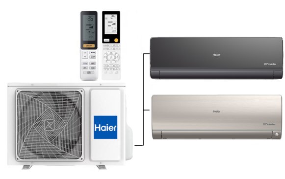 Мульти сплит-система на 2 комнаты 35+35 м2 Haier Lightera AS12NS6ERA-B+Flexis SM AS35S2SF2FA-G/2U40S2SM1FA c Wi-Fi модулем ESP32