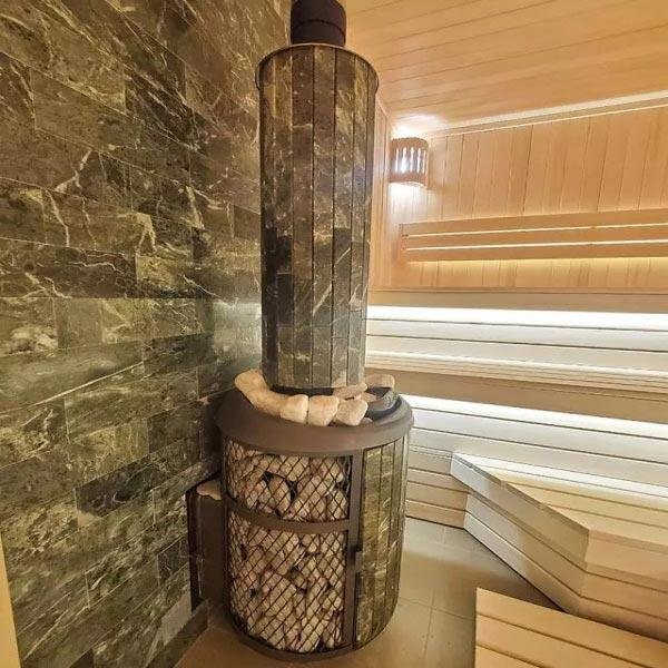 Печь банная PROMetall Атмосфера L комбинированная сетка-ламель Змеевик наборный