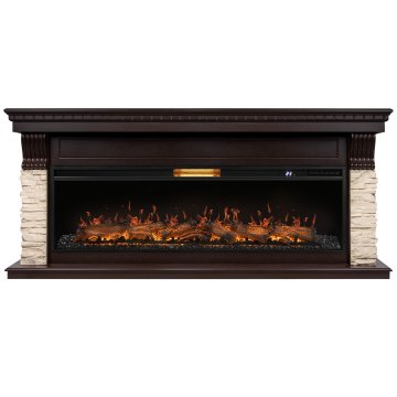 Каминокомплект Royal Thermo Aurora RTFP/P-AR60LS + портал Michigan 60 камень молочный/шпон темный дуб