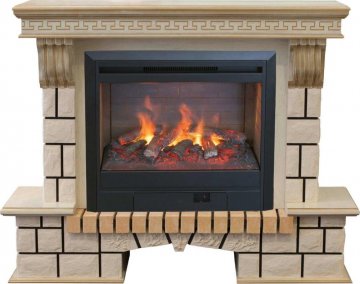 Каминокомплект RealFlame Stone new 26/HL WTG с очагом 3D Helios