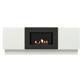 Тумба с биокамином Firelight BFP/P-1400L белый+набор керамических дров сосна