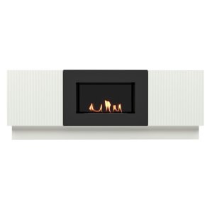Тумба с биокамином Firelight BFP/P-1400L белый+набор керамических дров сосна