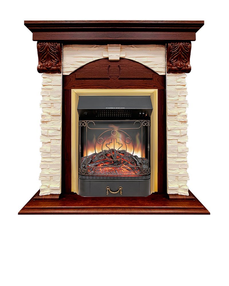 Каминокомплект Royal Flame Dublin (Разборный) с очагом Majestic FX Brass орех каньон/сланец — фото 1
