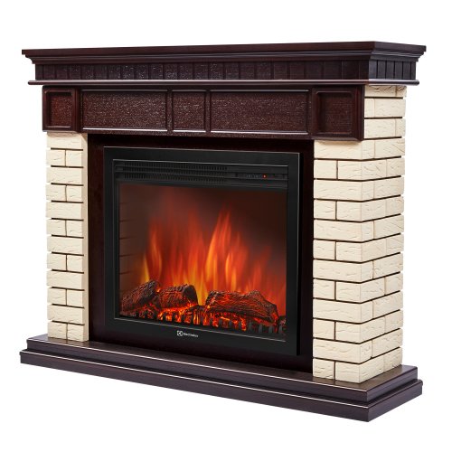 Каминокомплект Firelight Bricks 25 с очагом Electrolux EFP/P-2520LS N камень бежевый/шпон темный дуб — фото 2