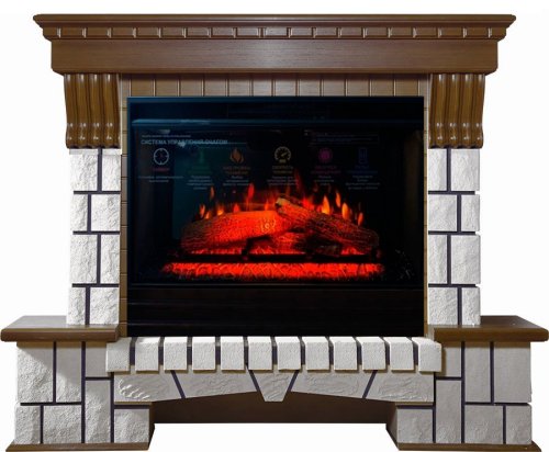 Каминокомплект Interflame Экстер средний дуб с очагом Panoramic 25-30 LED FX 3D — фото 1